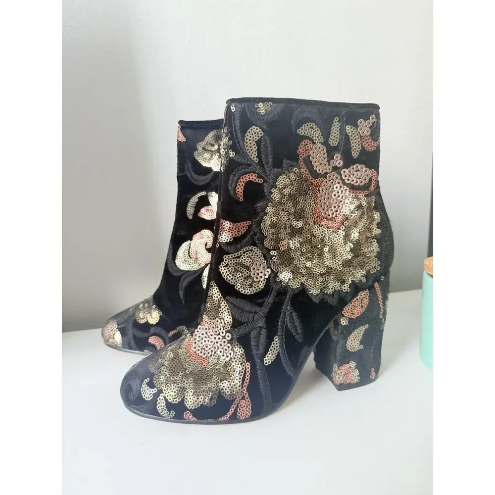 Aldo Sequin Embellished Ankle Boots Size 6.5 - Picture 3 of 9